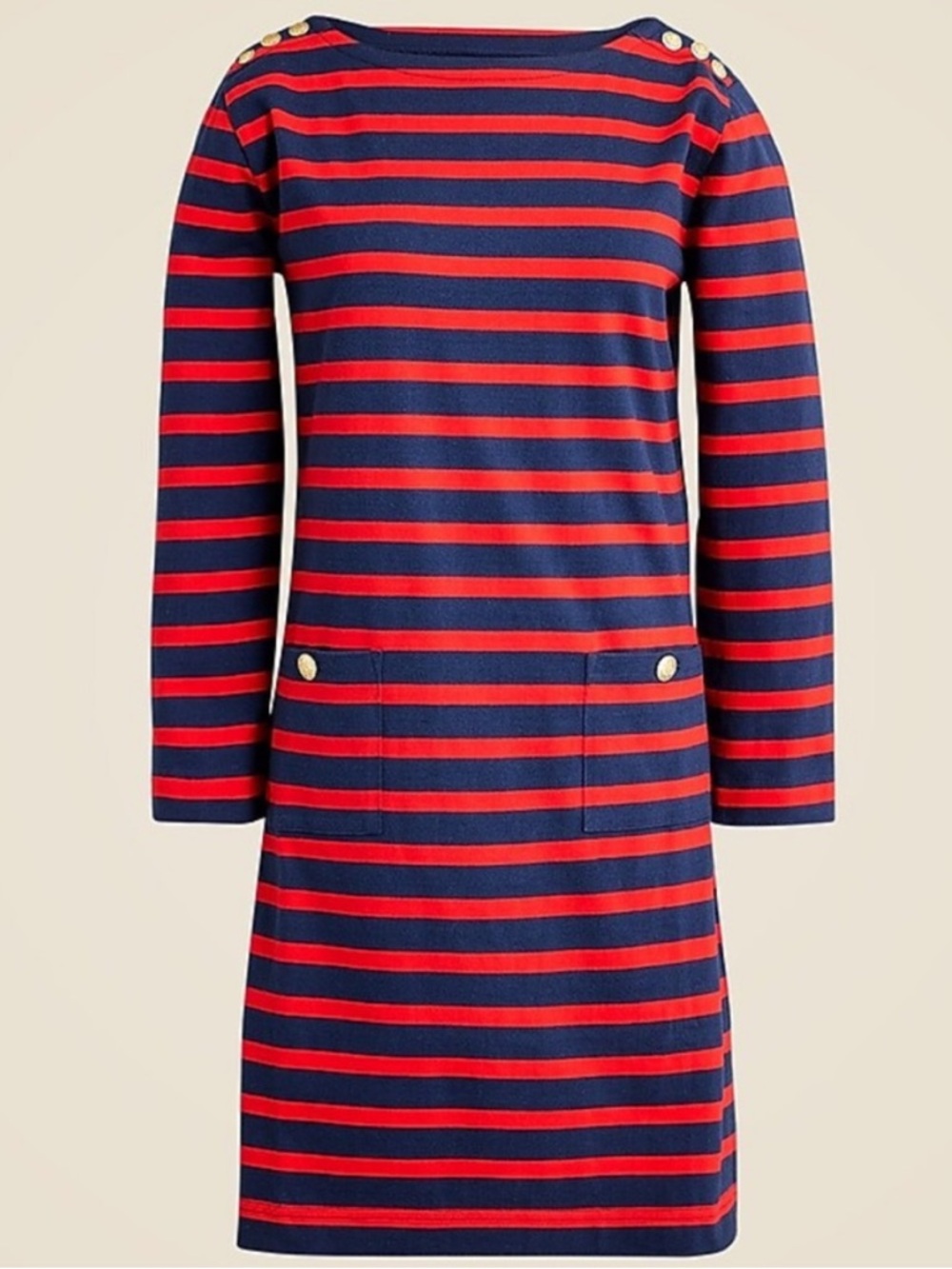 BOGO! NWT J. Crew Mariner Stripe Classic Fit Dress Red Navy Size Large